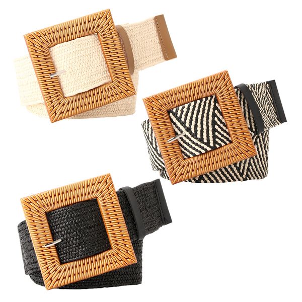Fashion Adjustable Elastic Woven Braided Boho Belt Square Set of 2 (98cm)