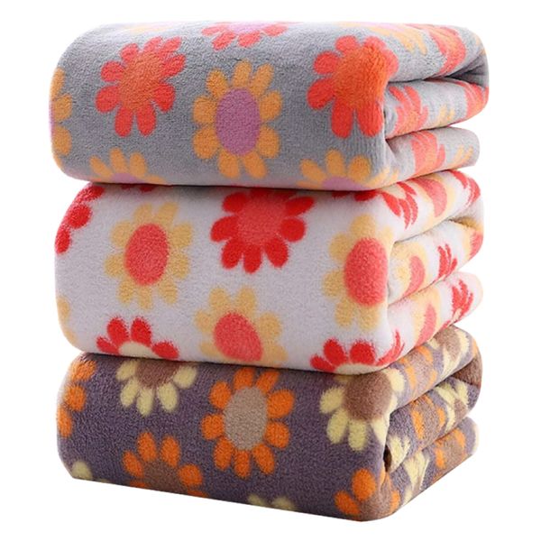 Home Super Absorbent Floral Cotton Bath Wash Towel Set of 3 - 75cm