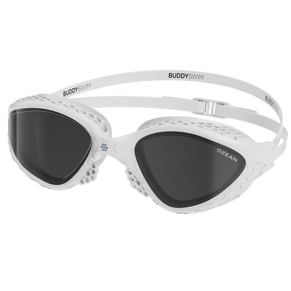 Buddyswim Ozean Swim Goggles, White Frame and Smoke Lens