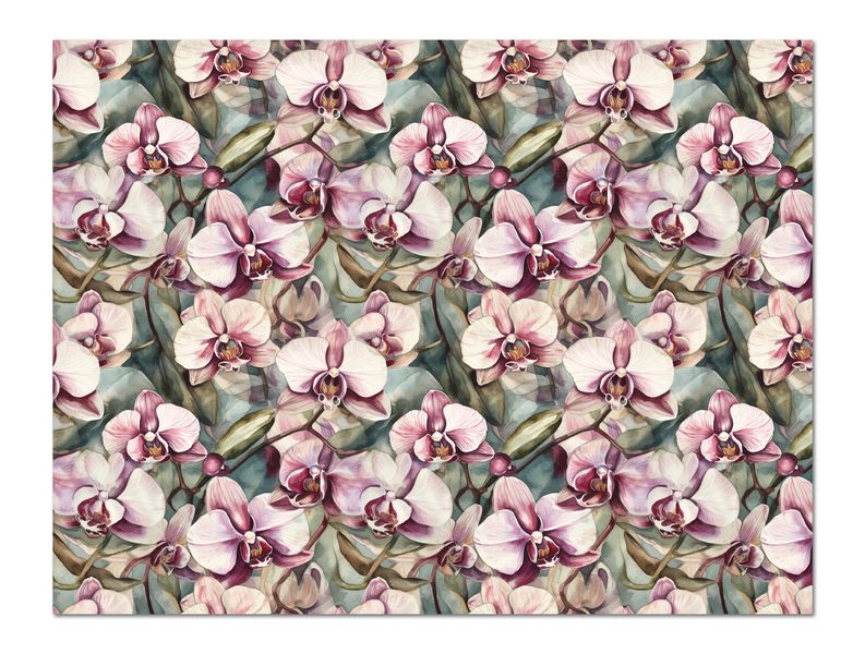 A3 Disposable Paper Placemat Set - Watercolour Orchids