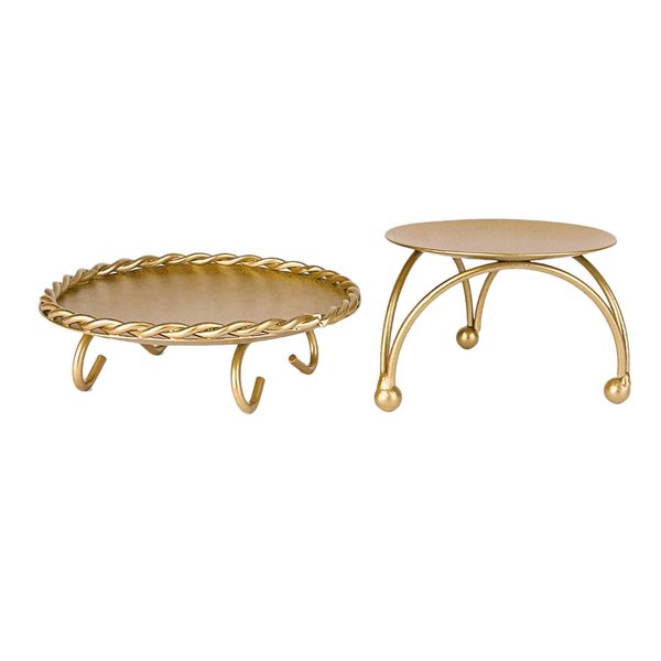 Candle Holder Gold Candle Holders Set of 2 Decorative Handmade Iron Pillar