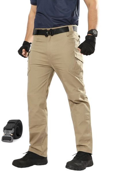 Tactical Cargo Pants For Men Casual Pants Joggers - Khaki +Tactical Belt