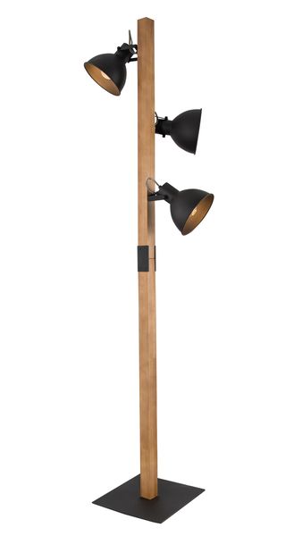 Black Standing Lamp with Vertical Wooden Post - SL413 - Black