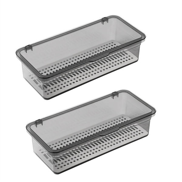 Flatware Tray, Utensil Storage with Lid Plastic Cutlery Tray, B