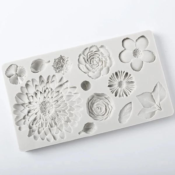 Fondant Silicone Molds Roses And Sunflowers Chocolate Mould Cake DIY