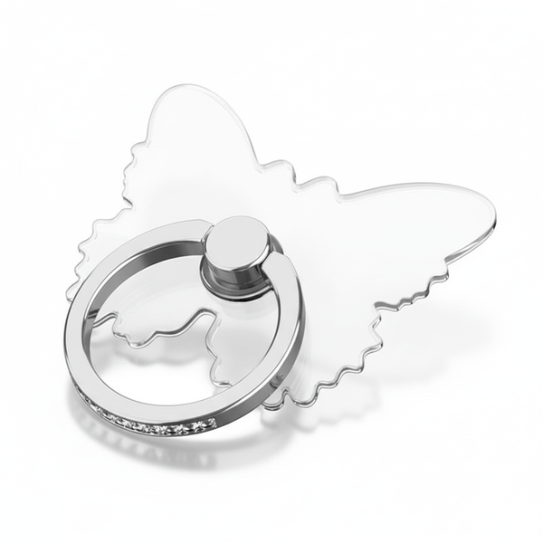 Elegant Crystal Butterfly Phone Ring Holder - Transparent