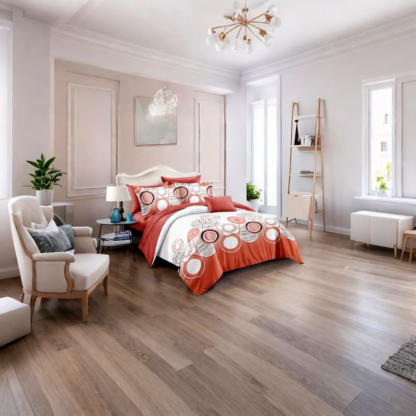 Orange, White Polyester Rustic All tc Duvet Cover 6 Piece