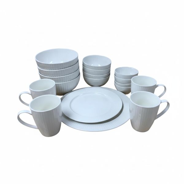 Ceramic Dinner Set - White - 24-Piece