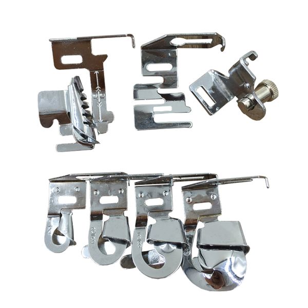 Low Shank Bias Binder Rolled Hem Hemmer Edge Stitcher Foot Set - 7 Piece