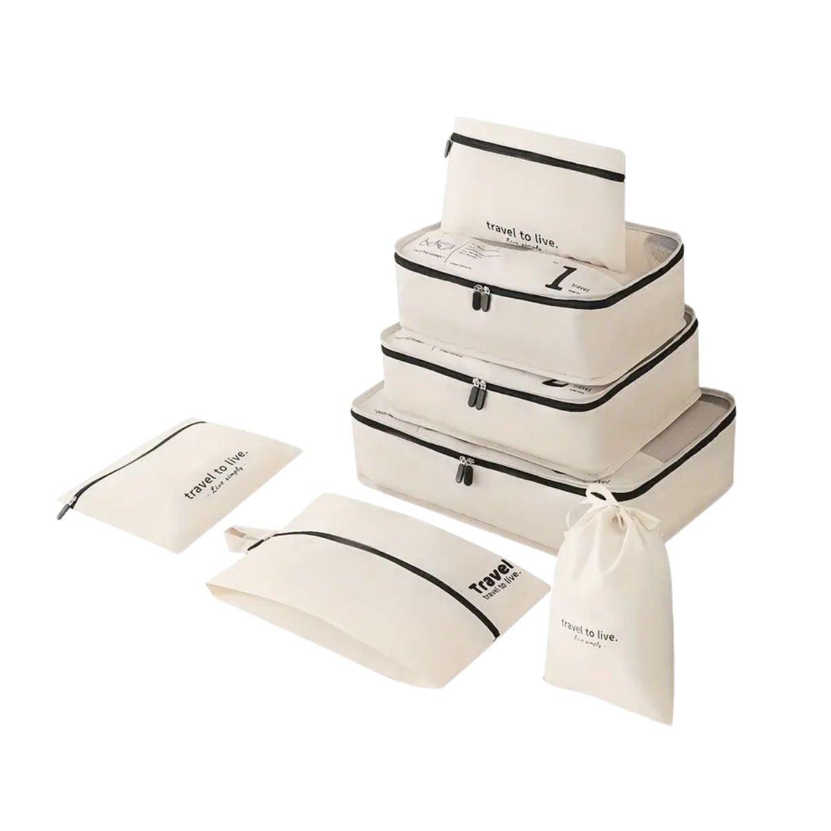 7 Piece Travel To Live Packing & Travel Organiser Set