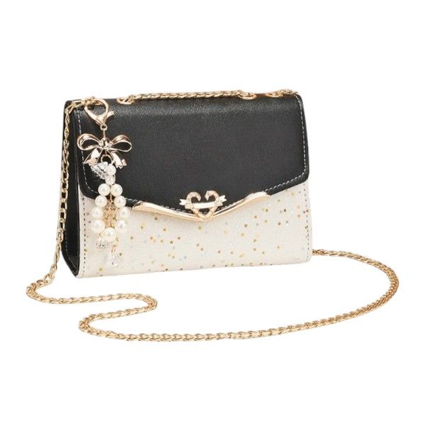 Elegant Charm PU Leather Crossbody Bag - Black