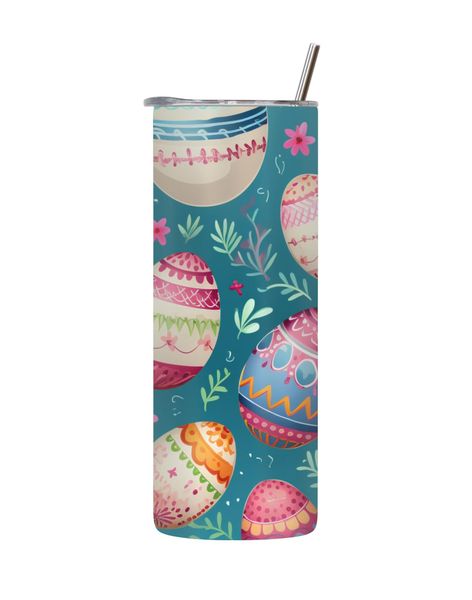 Pink Egg 20 Oz Tumbler Lid Straw Trendy Easter Graphic Design Present 089