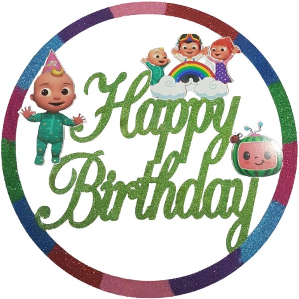 Coco Melon Glitter Round Wooden Sign 74cm