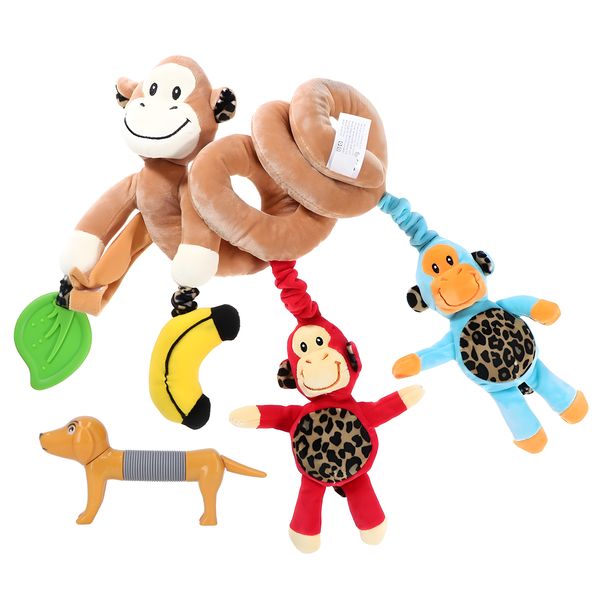 YB Sparkle - Baby Infant Pram/Cot Monkey Theme Hanging Rattle Toy + Toy Dog