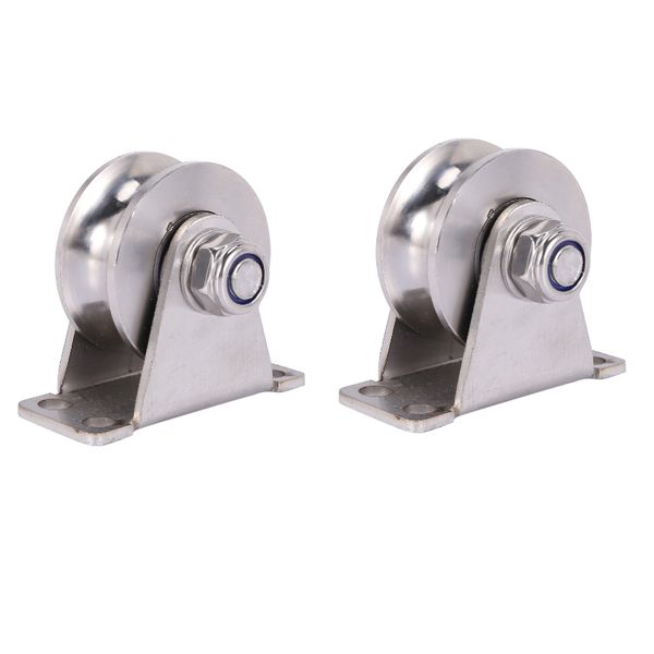 1Pack U-Type Stainless Steel Pulley Block Mute Bearings Groove