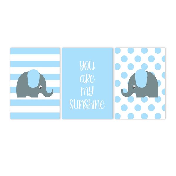 Canvas Nursery Wall Art: Blue Grey Elephant