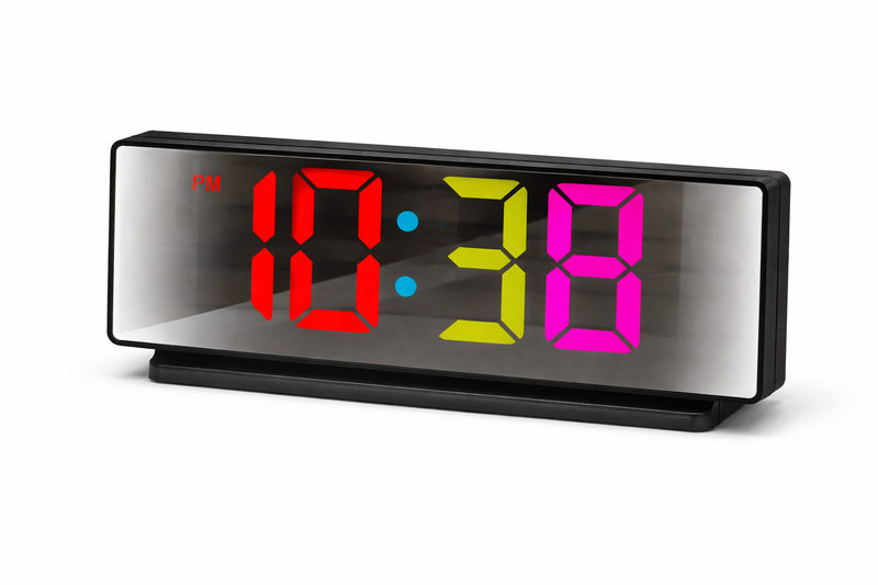 RGB LED Mirror Digital Alarm Clock with Stand - VST-897H