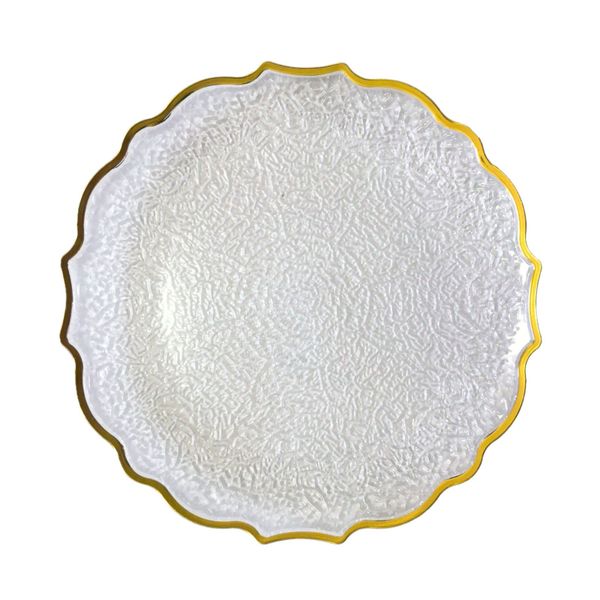 25-Pieces Transparent Flower Underplate With Gold Trim For Decor