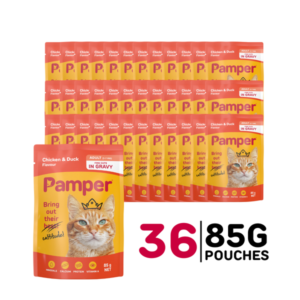 Pamper - Adult Chicken &amp; Duck - 36 x 85g