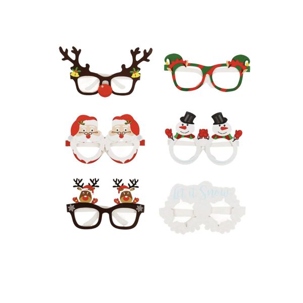 Paper Christmas Glasses Set - Fun Holiday Glasses Frames - 6 Piece
