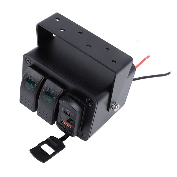 Voltage Meter PD Type C QC3.0 USB 2 Gang Toggle Switch Box 12 - 24V Green