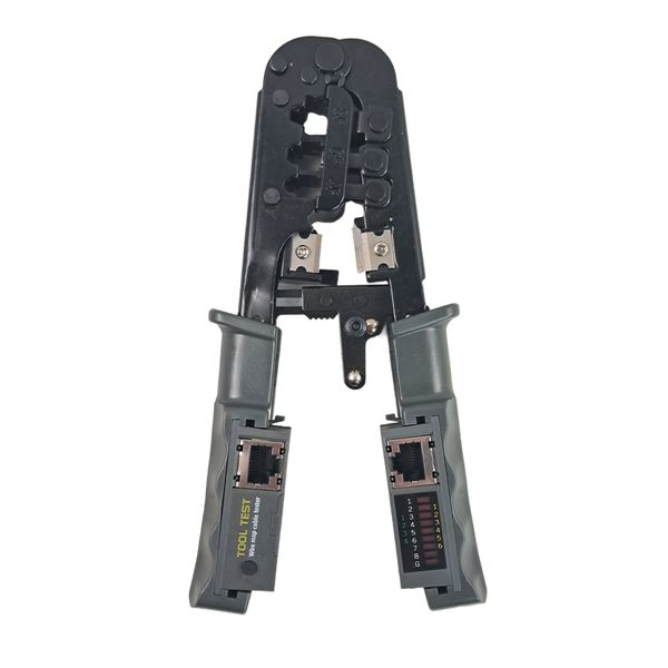 Ratchet Crimping Tool with Built-In Cable Tester (RJ45/RJ11/RJ12)
