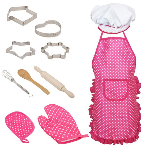 11 Piece Kids Kitchen Supplies Toy Set Family Cooking Baking Tool Apron
