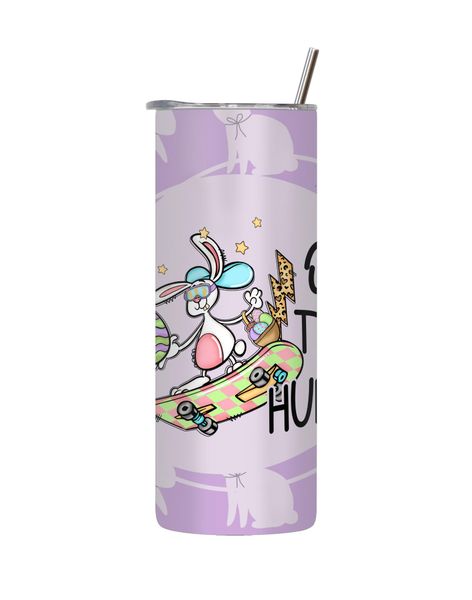 Hunt 20 Oz Tumbler with Lid Straw Trendy Easter Graphic Design Present 086