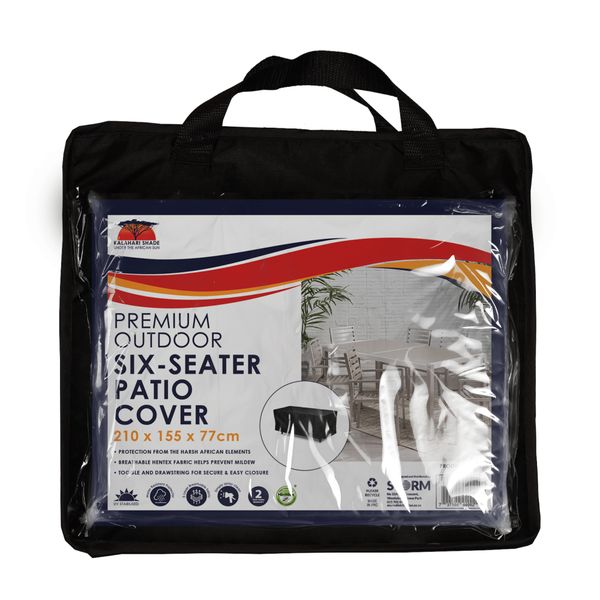 Kalahari Outdoor 6-Seater Patio Dining Set Cover (Black)