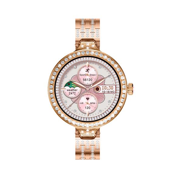 HW16 MINI Luxury Rose Gold Smartwatch for Women - iOS, 7-Day Battery