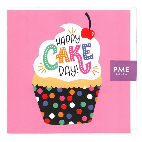 PME Greetings Cards with Envelope for Birthdays - Happy Cake Day Cupcake