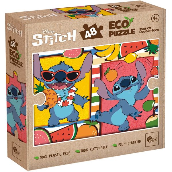 Lisciani 48 Piece Double Face Puzzle - Disney Stitch Colouring Fun!