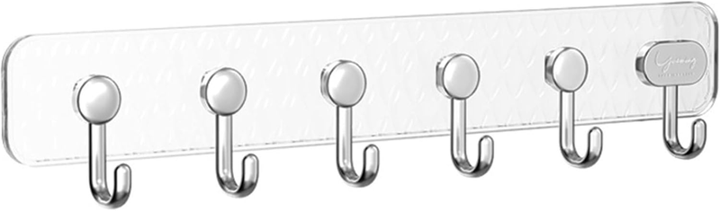 Seamless Self-Adhesive Wall Hooks with 6 Hooks