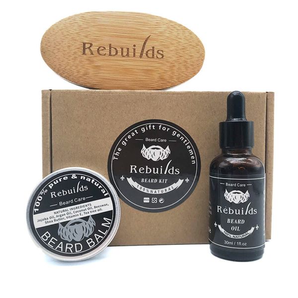 Beard Grooming Care Kit for Men-Rebuilds 3 Pack