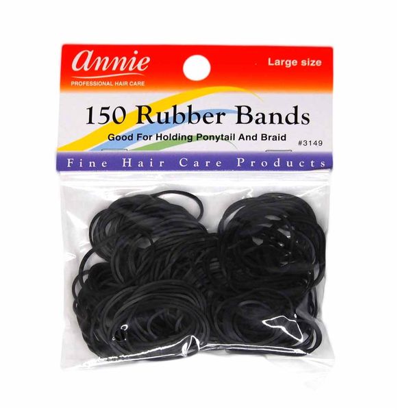 Annie Rubber Bands Large 150Ct Black - 10 Packs