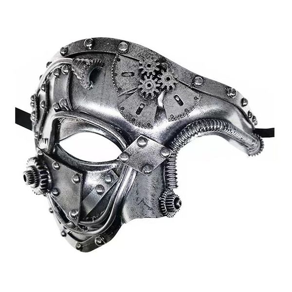 Steampunk Mechanical Half Face Mask,Silver Costume Cosplay Mask for Adults