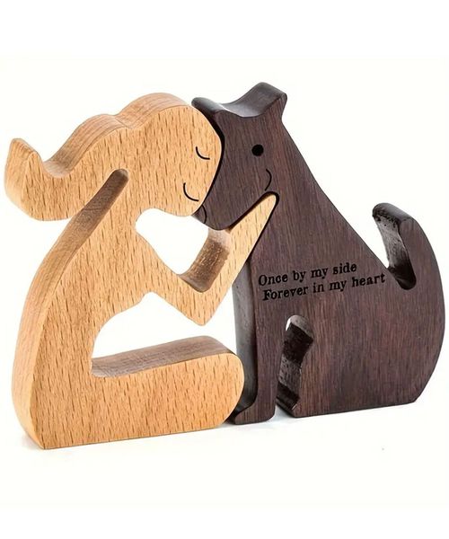 Home Wooden Dog Sculptures and Girl for Bedroom,Home &amp; Office Display