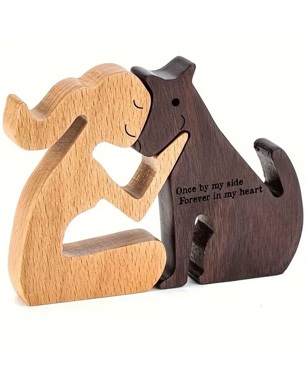 Home Wooden Dog Sculptures and Girl for Bedroom,Home & Office Display