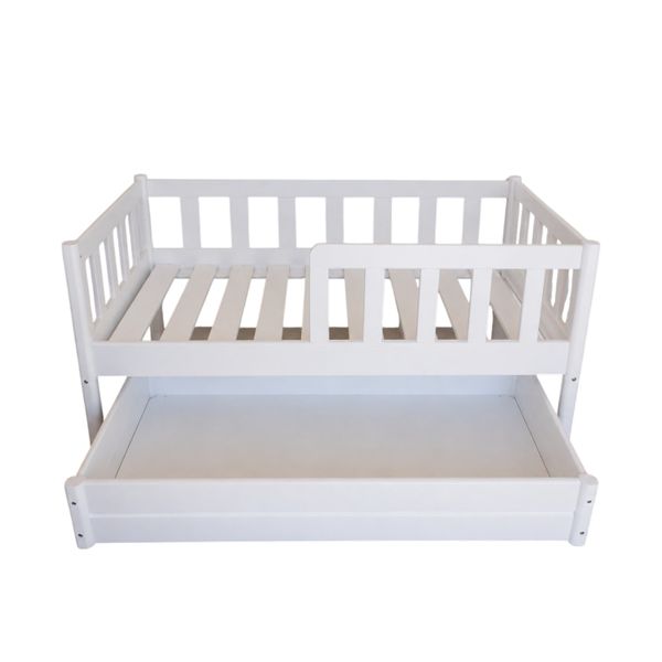 Just For Kids Intermediary White Toddler Bed with Storage Unit Drawer