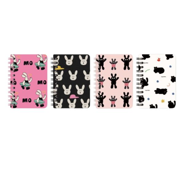 Mini Spiral Cartoon Notebooks - Set of 4 Multi-Color Designs
