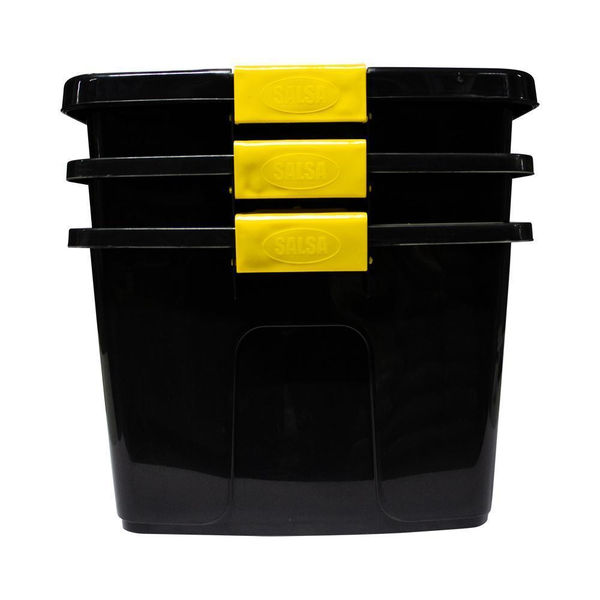 Grace Pack Black Mighty Storage Box 40ltr 3 Pack