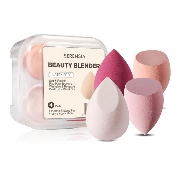 Serensia 4 Piece Beauty Blender Makeup Sponge Set Latex-Free