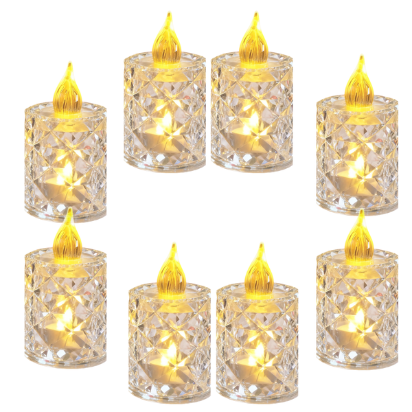 8-Pack Flameless LED Warm Light Candle Set - Battery-Powered Décor Lights