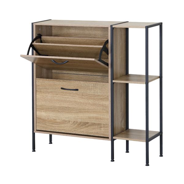 Home Pro - Basel 2-Tier Shoe Cabinet with Side Shelves