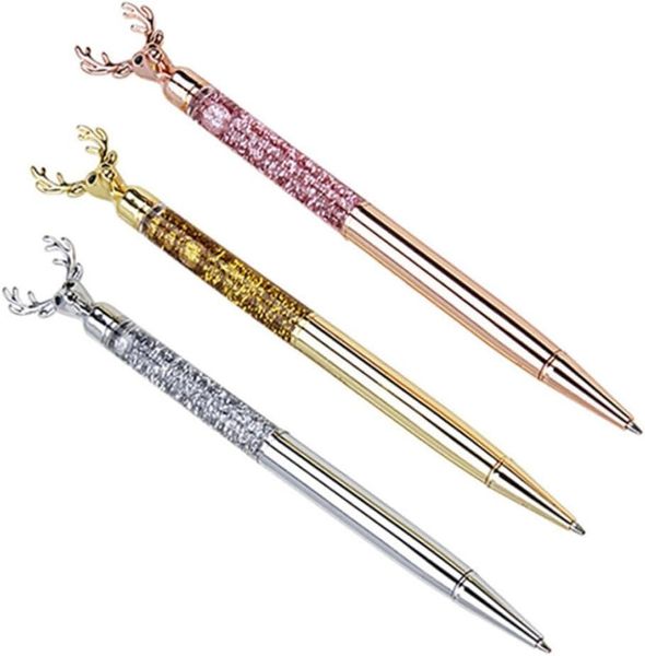 3 Pcs Reindeer Ballpoint Pens Metal Ball Pen Stationery Novelty Ball Pen