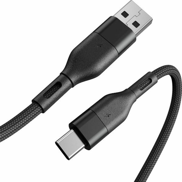 1.2m Braided 5A USB A- C High Quality Data Cable - Black