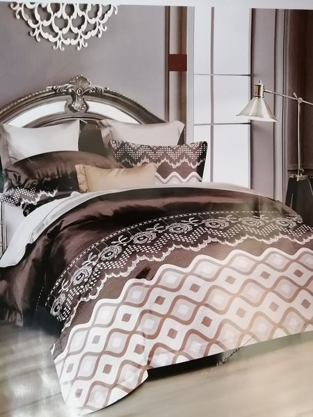 5 Piece Quilt Set Brown Flowered Bedspread Set image