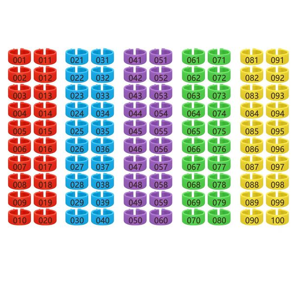 100Piece Adjustable Chicken Leg Rings Multicolor Numbered Chicken Leg Bands