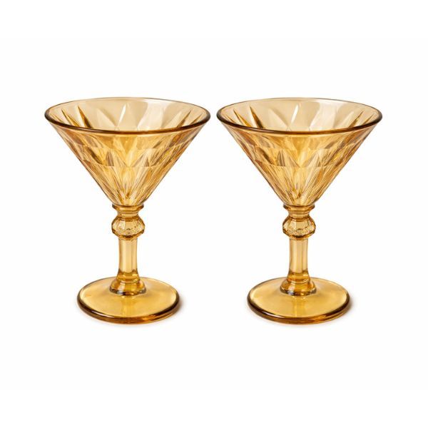 210ml Cut Glass Cocktail Martini Drinkware Set - 2pcs Stem Glasses