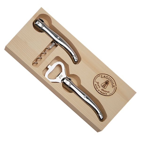 Laguiole by Jean Dubost Corkscrew and Bottle Opener Set - Stainless Steel